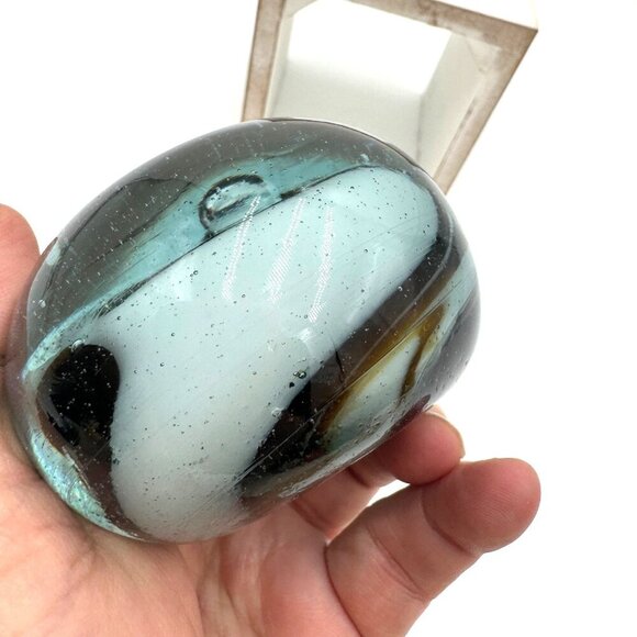 Antique Glass Dump Paperweight Swirl Design Interior Unsigned Pontal scare - Picture 3 of 10